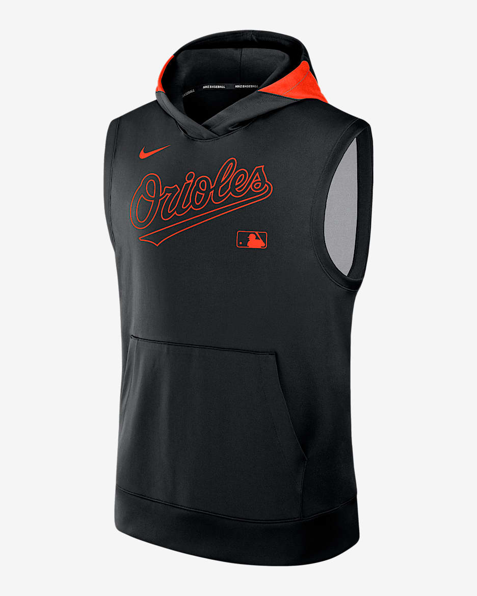 Baltimore Orioles Authentic Collection Men’s Nike Dri-FIT MLB Sleeveless Pullover Hoodie - Black