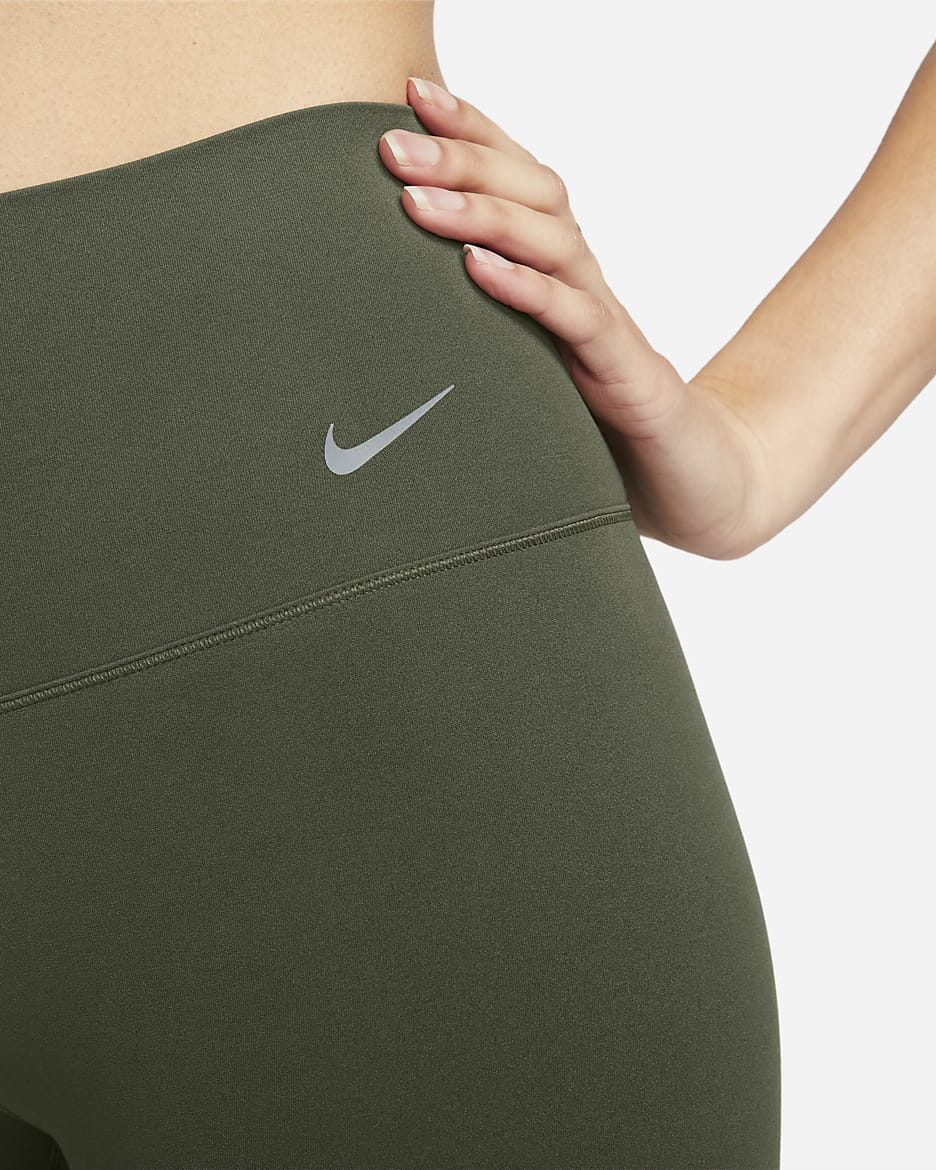 Γυναικείο ψηλόμεσο κολάν 7/8 με ήπια στήριξη Nike Zenvy - Cargo Khaki/Μαύρο