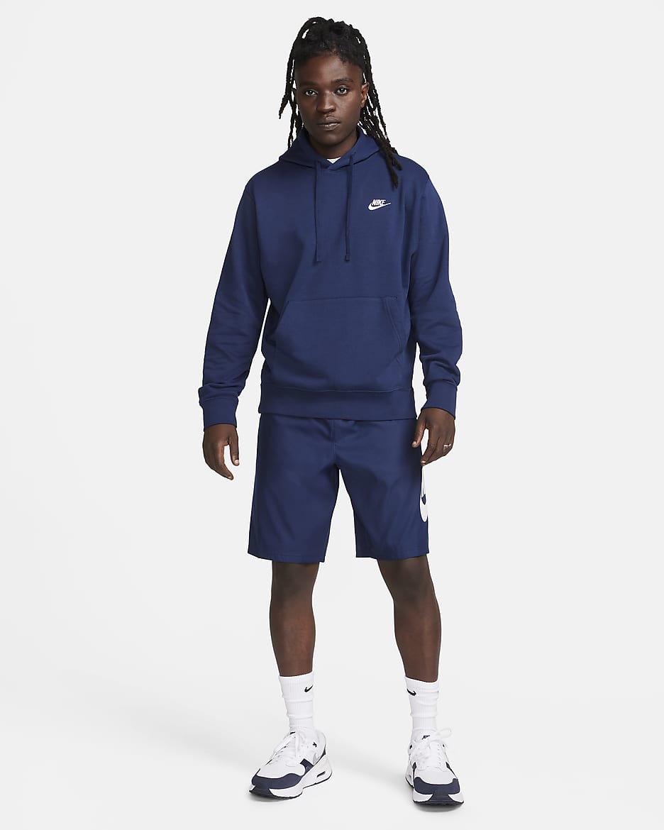 Nike Sportswear Club-pullover-hættetrøje til mænd - Midnight Navy/Midnight Navy/hvid