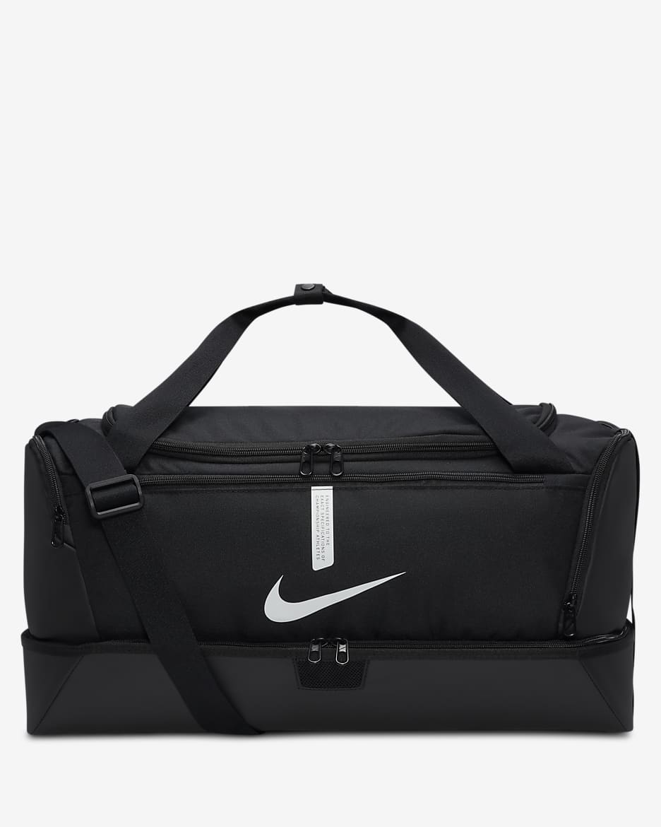 Nike Academy Team Bolsa de deporte de fútbol rígida (Mediana, 37 l) - Negro/Negro/Blanco