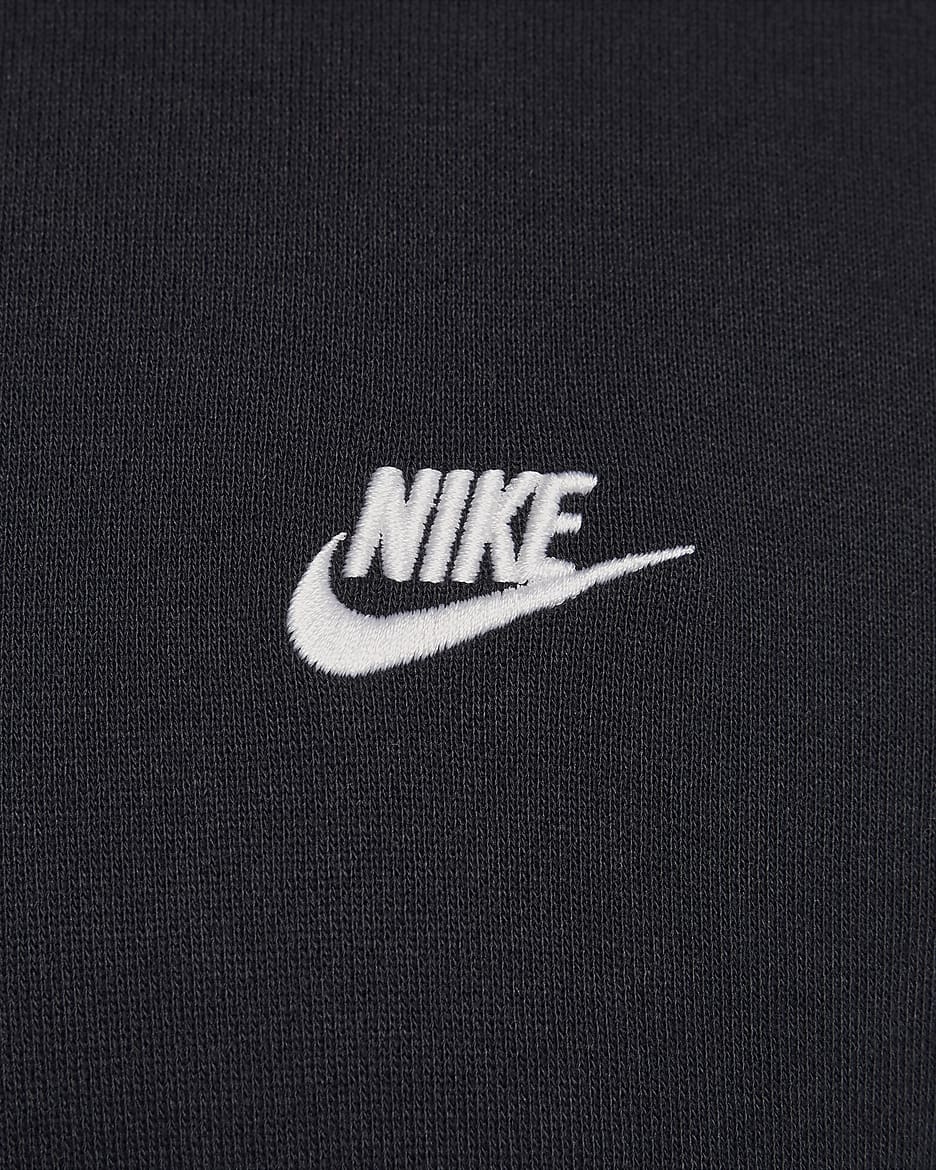 Nike Club Fleece Men's Oversized French Terry Crew - Black/Black/White