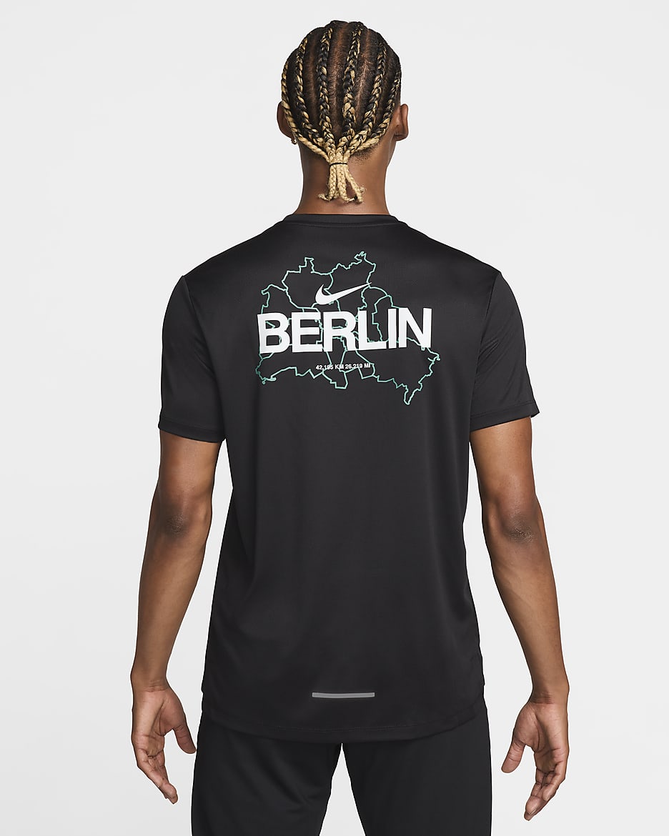 Nike Miler Kurzarm-Laufoberteil (Herren) - Schwarz