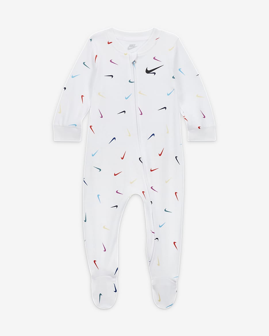 Nike Swooshfetti Footed Coverall Baby Coverall - White