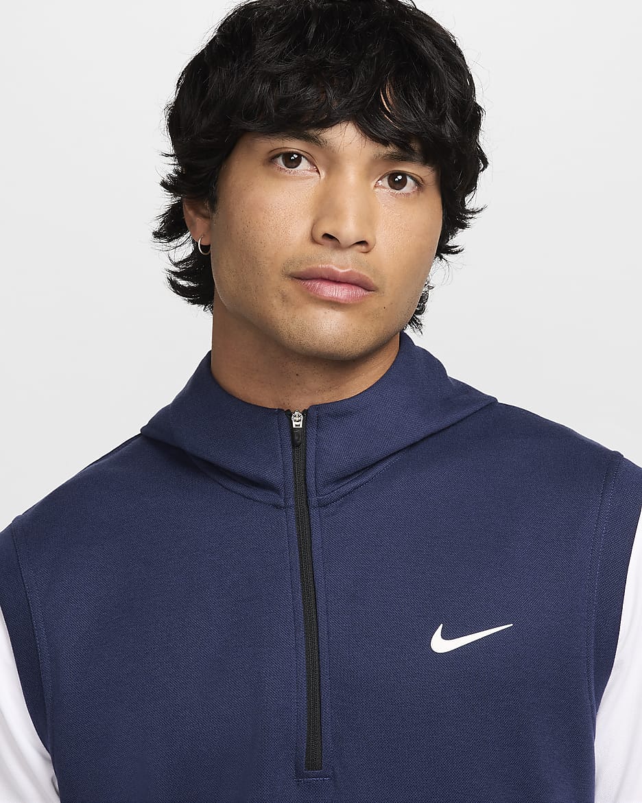 Veste sans manches de golf à capuche Nike Tour pour homme - Midnight Navy/Blanc