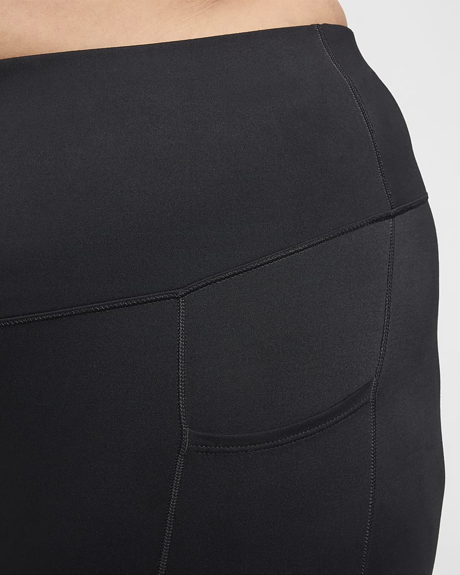 Nike One Women's High-Waisted 7/8 Leggings with Pockets (Plus Size) - Black/Black