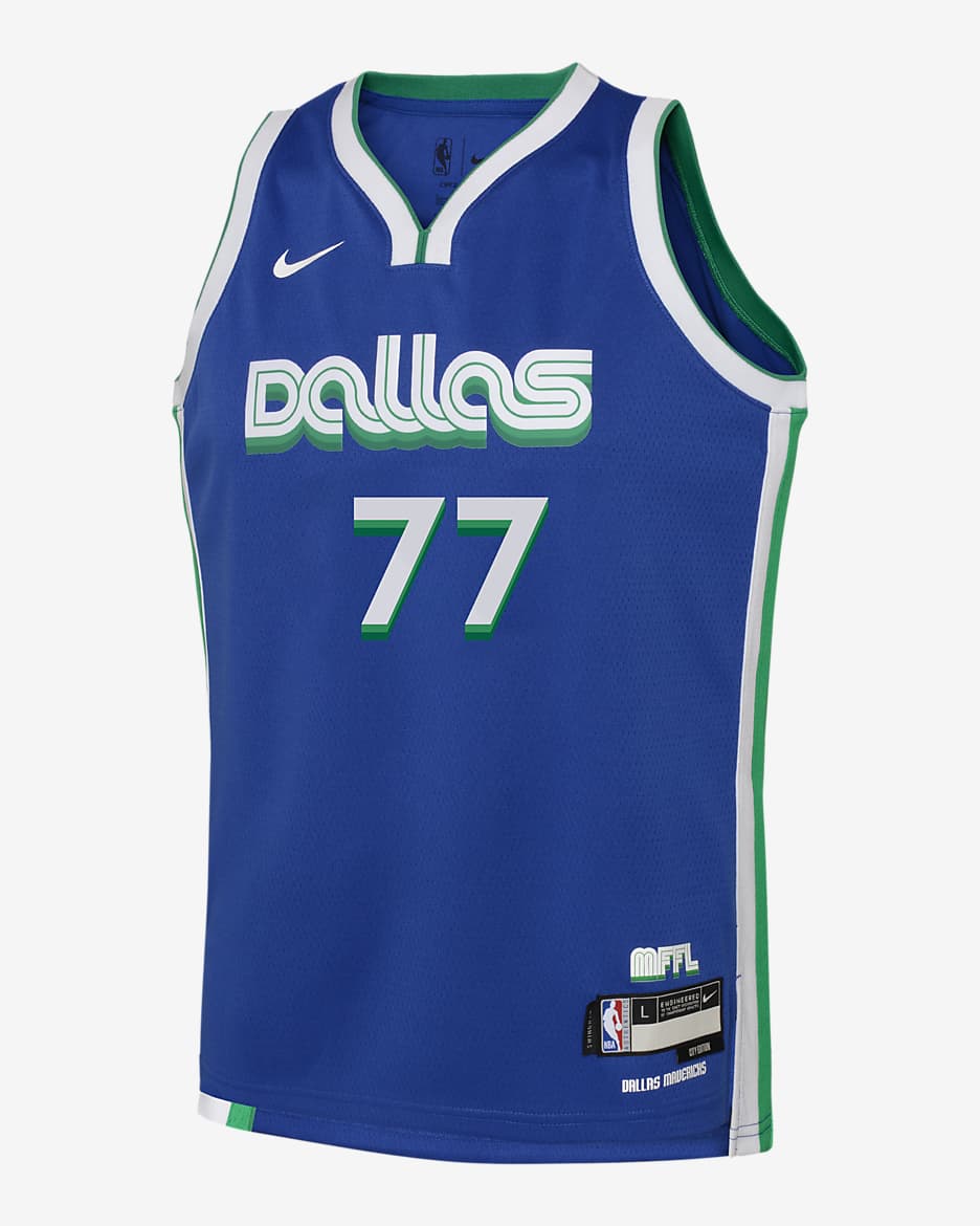 Jersey Swingman de la NBA para niño talla grande Luka Dončić Dallas Mavericks City Edition - Azul enérgico