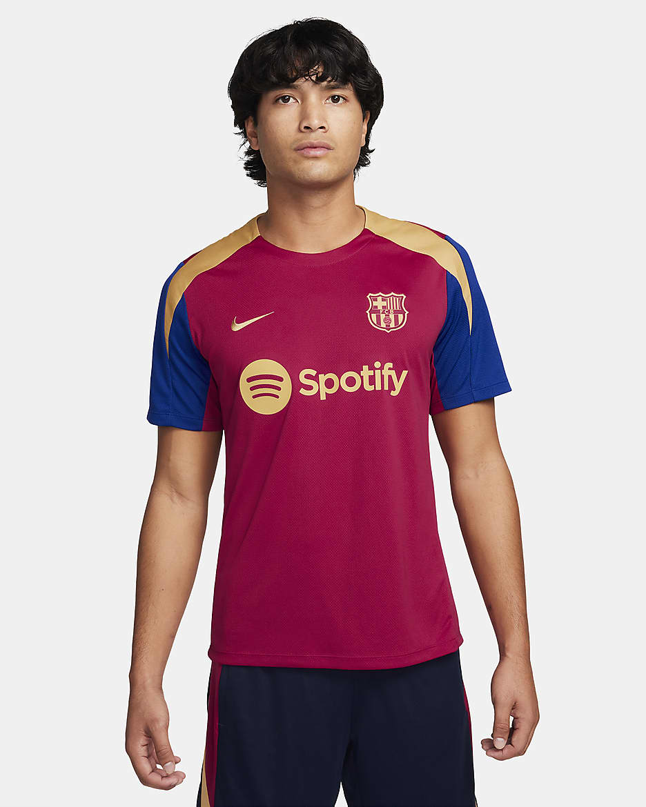 F.C. Barcelona Strike Men's Nike Dri-FIT Football Knit Top - Noble Red/Deep Royal Blue/Club Gold/Club Gold