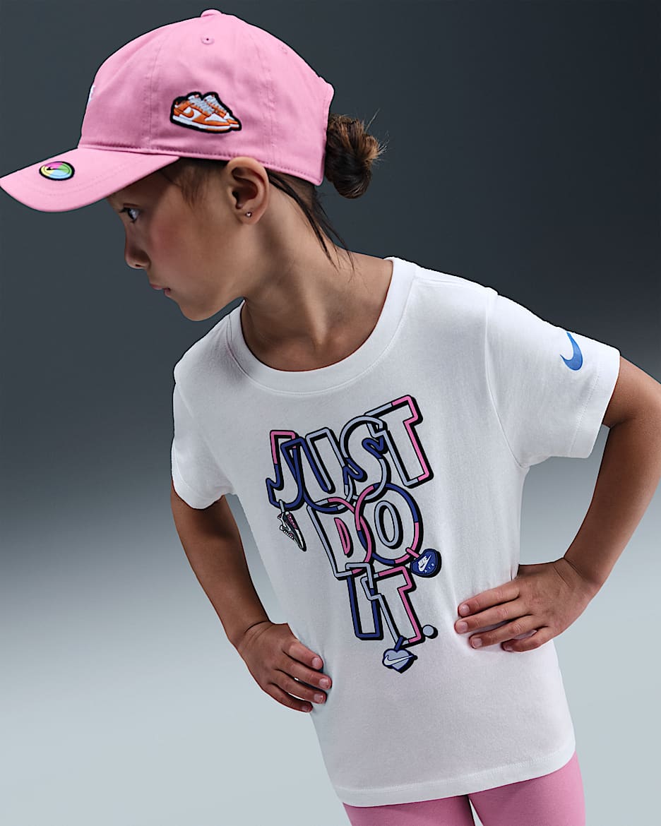 Playera Charm "Just Do It" Nike para niños talla pequeña - Blanco