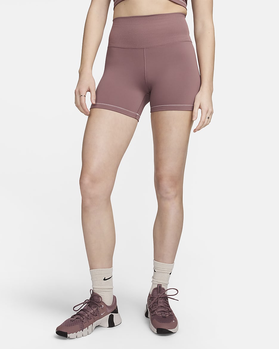 Nike One Rib Women's High-Waisted 5" Biker Shorts - Smokey Mauve/White