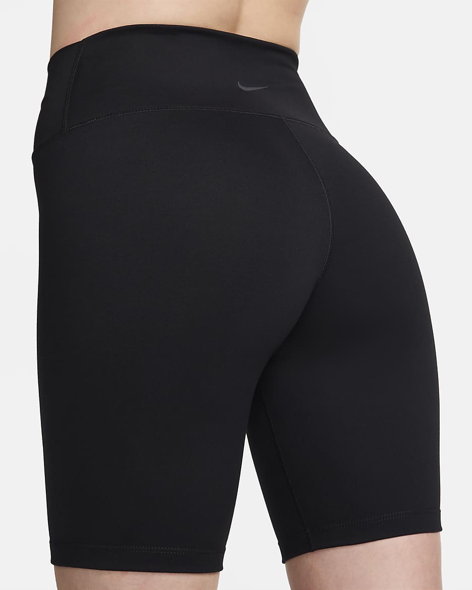 Nike One-cykelshorts med høj talje (20 cm) til kvinder - sort/sort