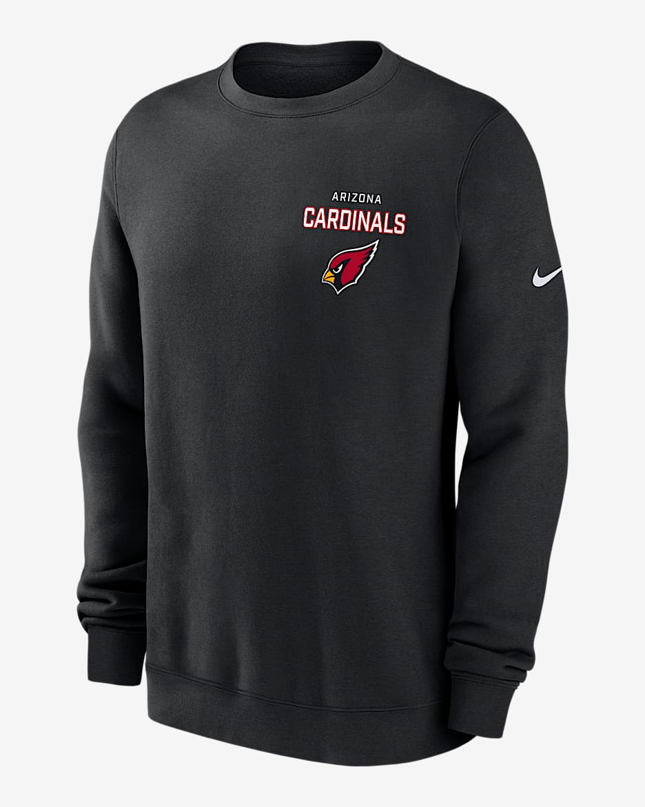 Sudadera de cuello redondo sin cierre Nike de la NFL para hombre Arizona Cardinals Draw Block Club - Negro