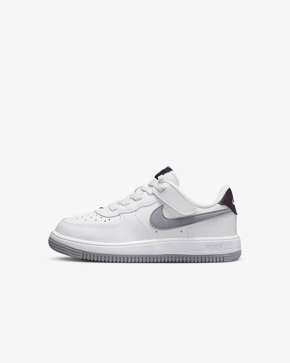 Nike Force 1 Low EasyOn Younger Kids' Shoes - White/Burgundy Ash/Royal Pulse/Cement Grey