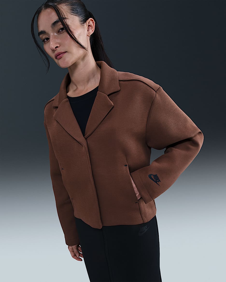 Nike Sportswear Tech Fleece 女款合身外套 - Fauna Brown/黑色