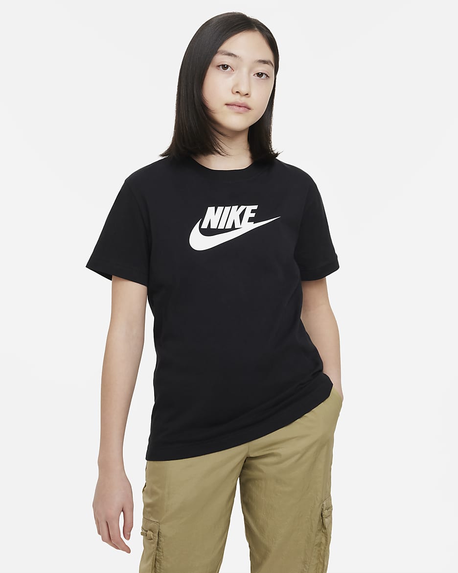 T-Shirt Nike Sportswear για μεγάλα κορίτσια - Μαύρο/Λευκό