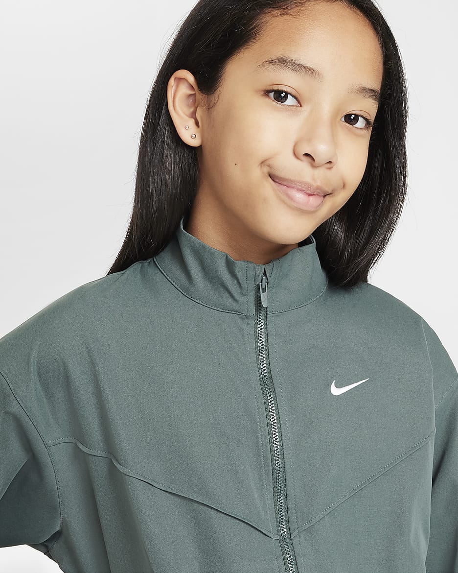 Nike Sportswear Girls' Oversized Lightweight Jacket - Vintage Green/White