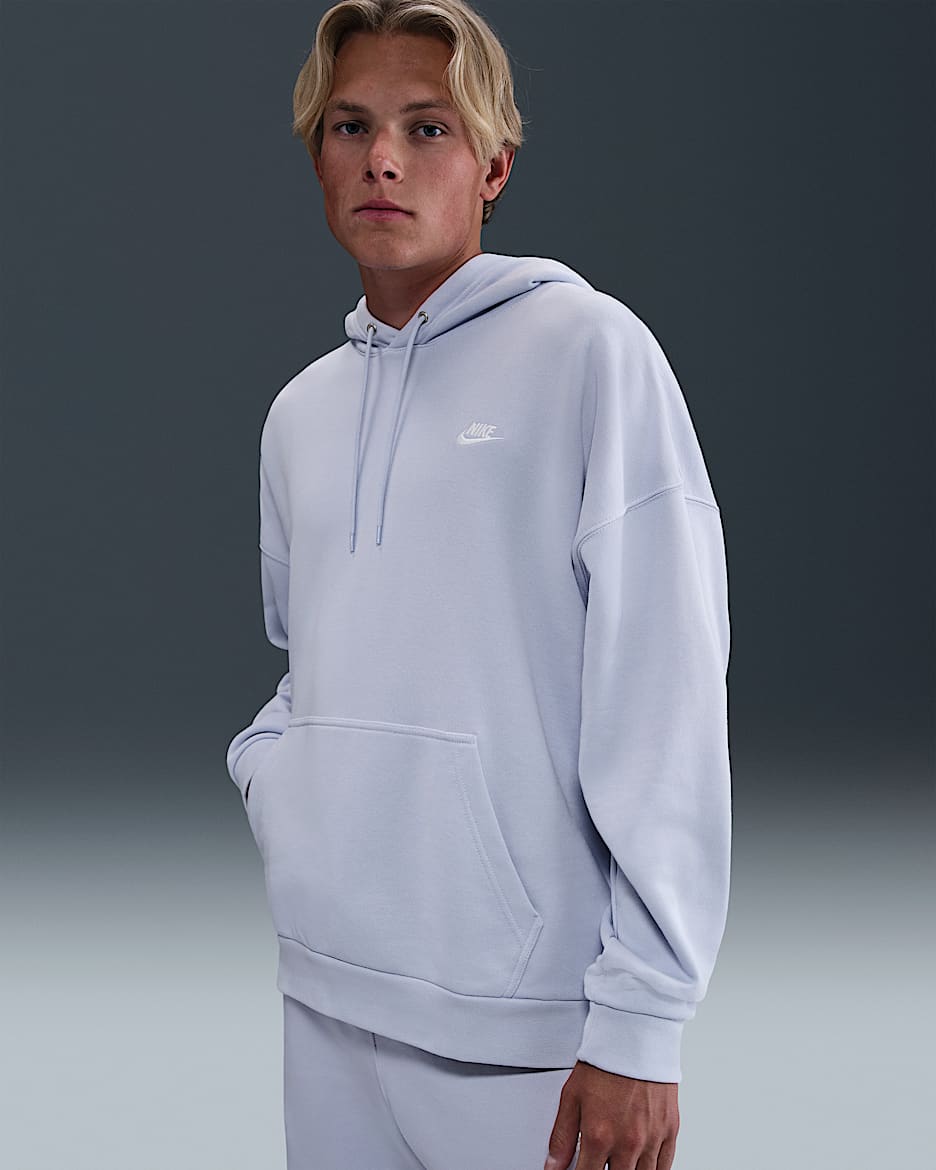 Nike Club Fleece extragroßer Hoodie aus French-Terry (Herren) - Ghost/Ghost/Weiß