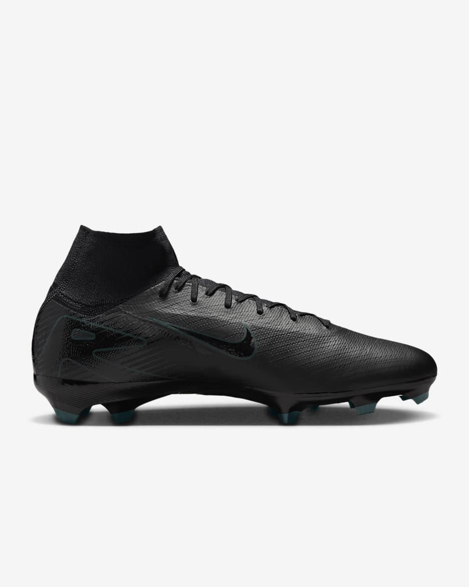 Nike Mercurial Superfly 10 Pro high-top voetbalschoenen (stevige ondergrond) - Zwart/Deep Jungle/Zwart