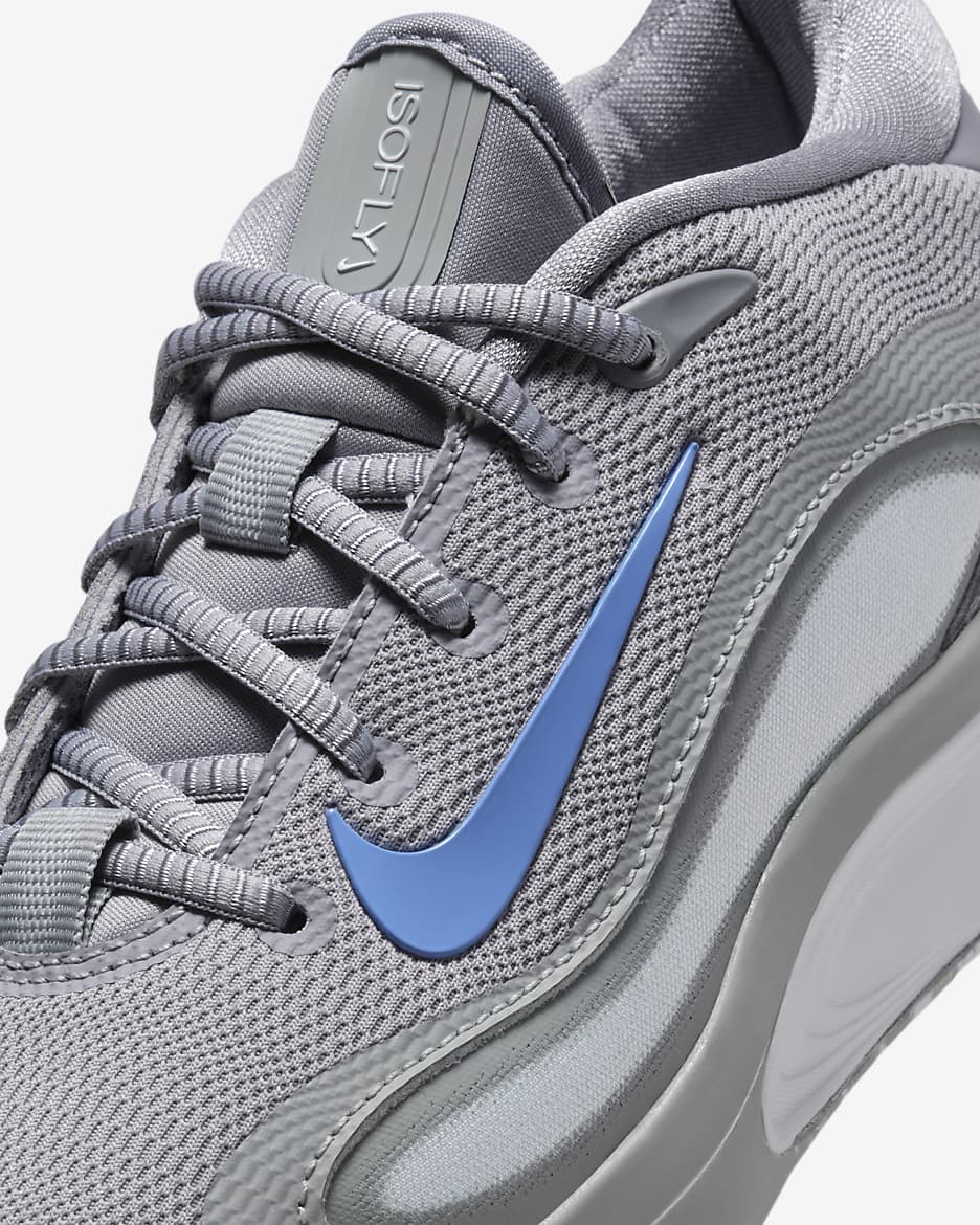 Nike IsoFly Big Kids' Basketball Shoes - Cement Grey/Light Smoke Grey/Pure Platinum/Royal Pulse