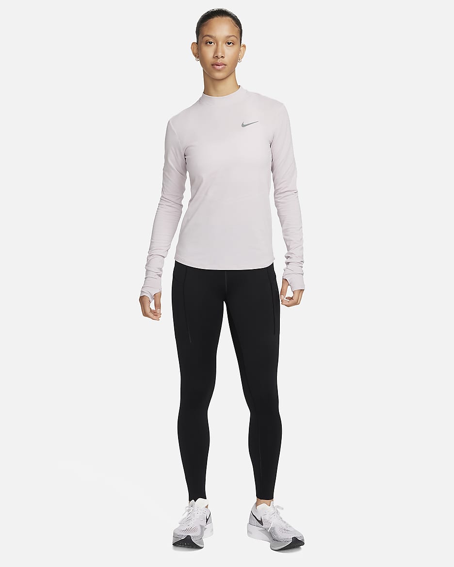 Nike Swift Dri-FIT Longsleeve-Laufshirt mit Stehkragen für Damen - Platinum Violet