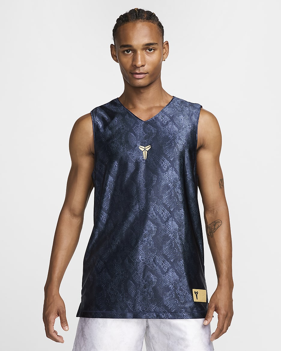 KB Nike Dri-FIT Standard Issue omkeerbare basketbaljersey voor heren - Dark Obsidian/Varsity Red/Jersey Gold