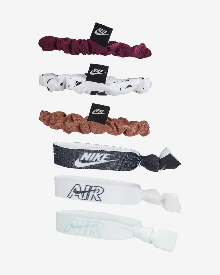 Bandeaux en velours et élastiques Nike NSW (lot de 6) - Multicolore/Sangria/Blanc/Rush Orange