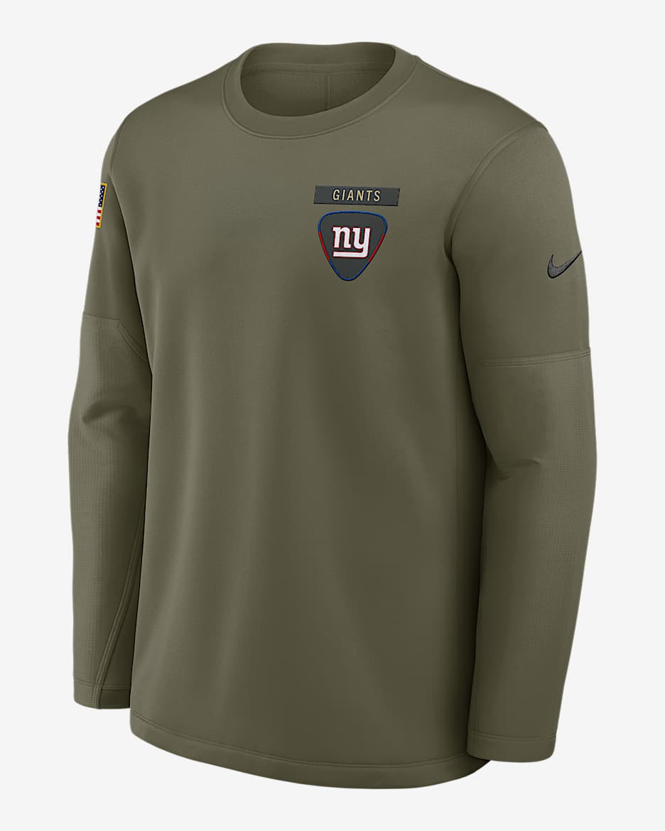 New York Giants Salute to Service Sideline Triumphant Win Coach Men's Nike NFL Pullover Crew - Medium Olive