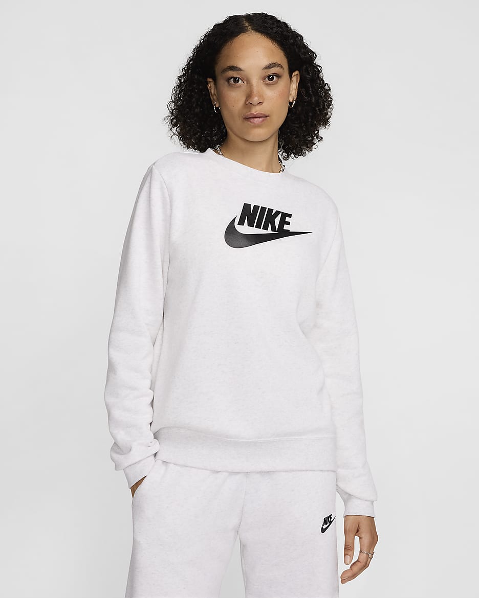 Sudadera con cuello redondo con logotipo para mujer Nike Sportswear Club Fleece - Abedul jaspeado/Negro