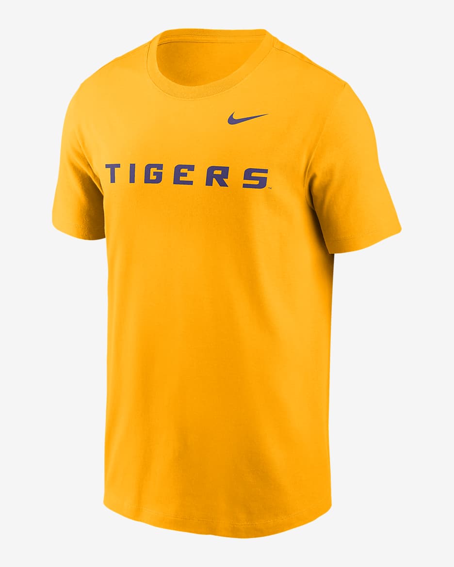 Playera universitaria Nike para hombre LSU Tigers Primetime Wordmark - Oro