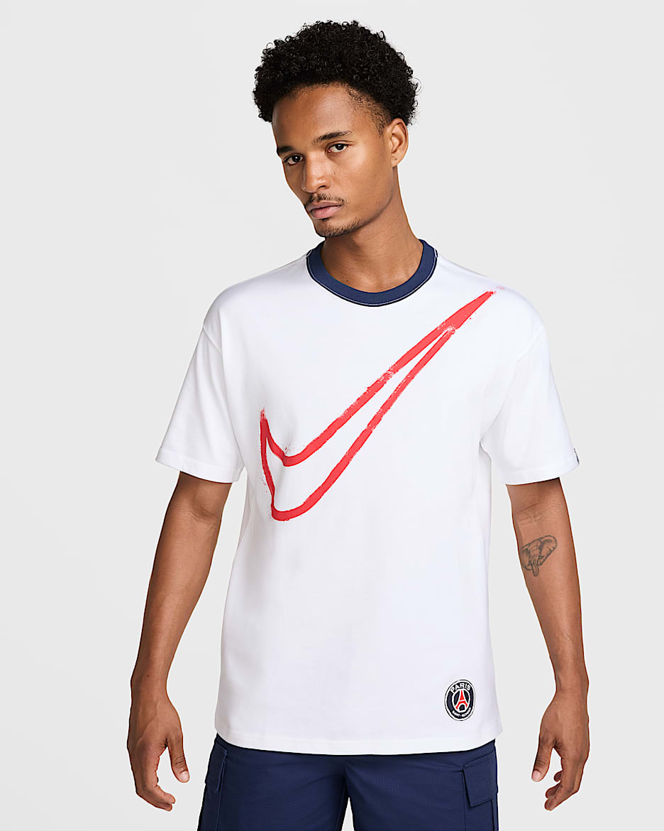Playera de fútbol Nike para hombre Paris Saint-Germain Swoosh - Blanco