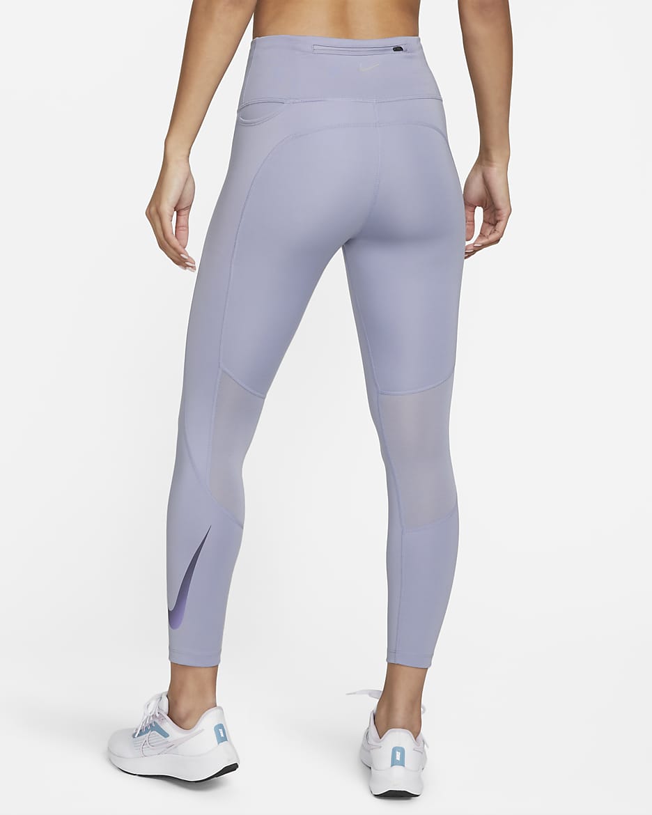 Nike Fast 7/8-Lauf-Leggings mit mittelhohem Bund und Taschen für Damen - Indigo Haze