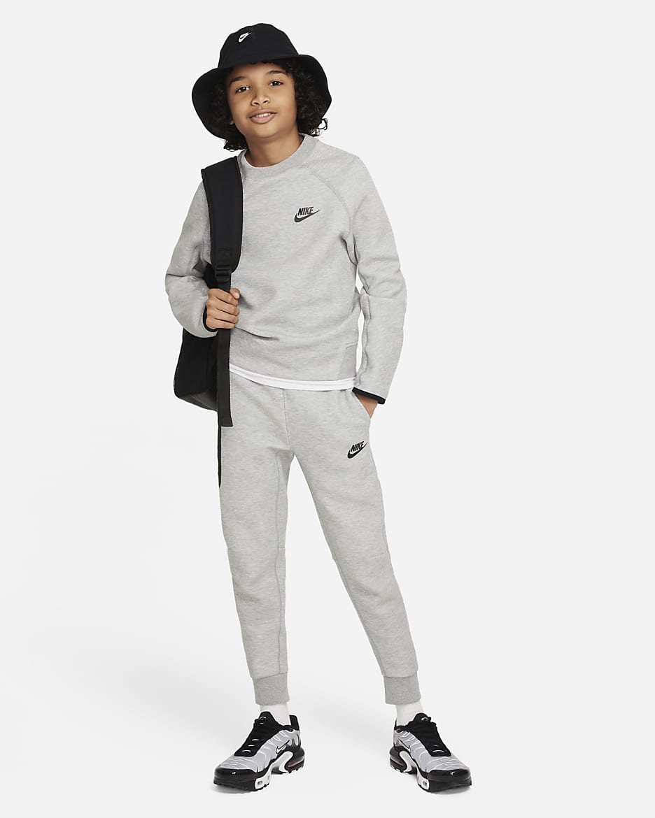 Nike Sportswear Tech Fleece Older Kids' (Boys') Trousers - Dark Grey Heather/Black/Black