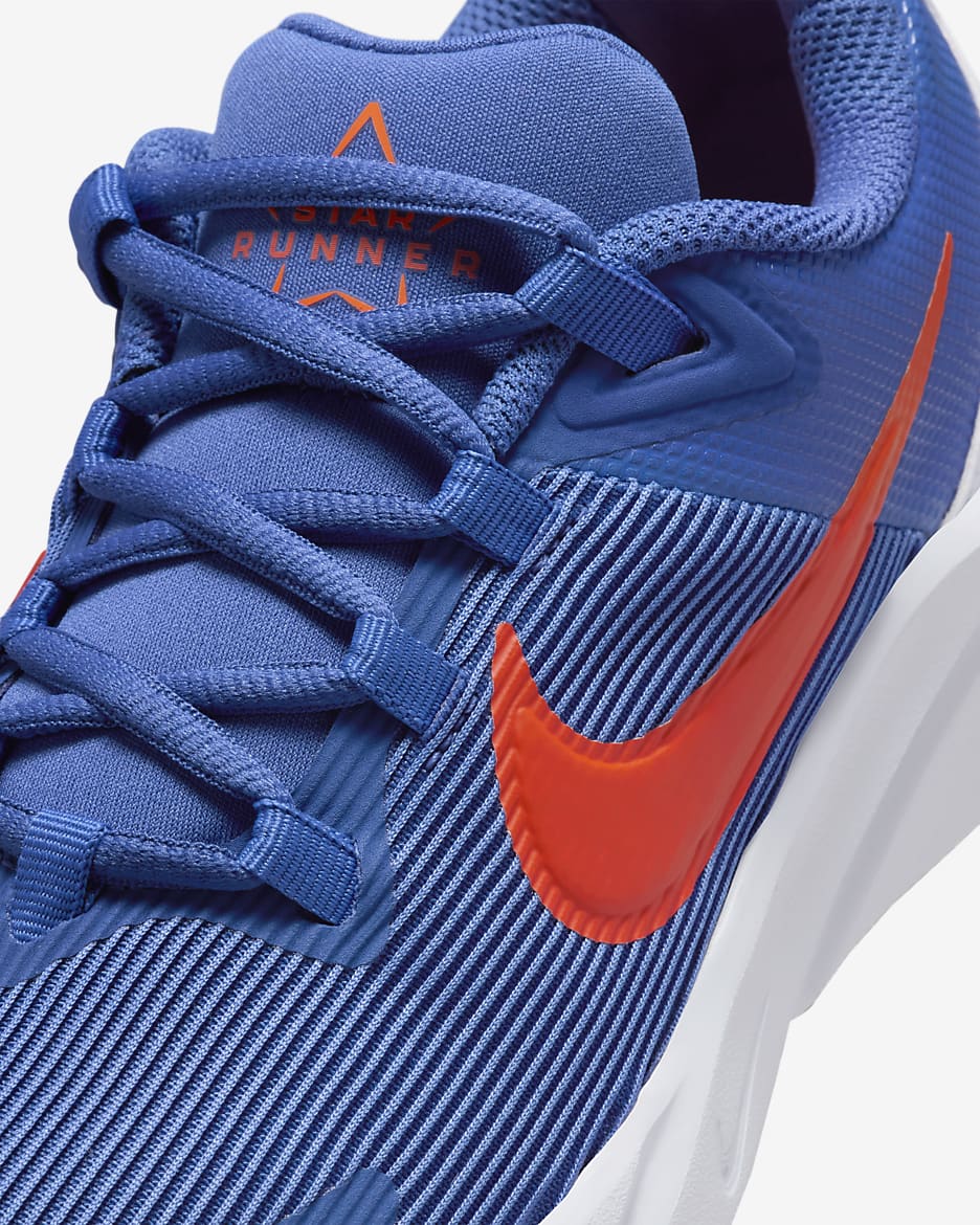 Nike Star Runner 4 大童路跑鞋 - Astronomy Blue/白色/Total Orange/Team Orange