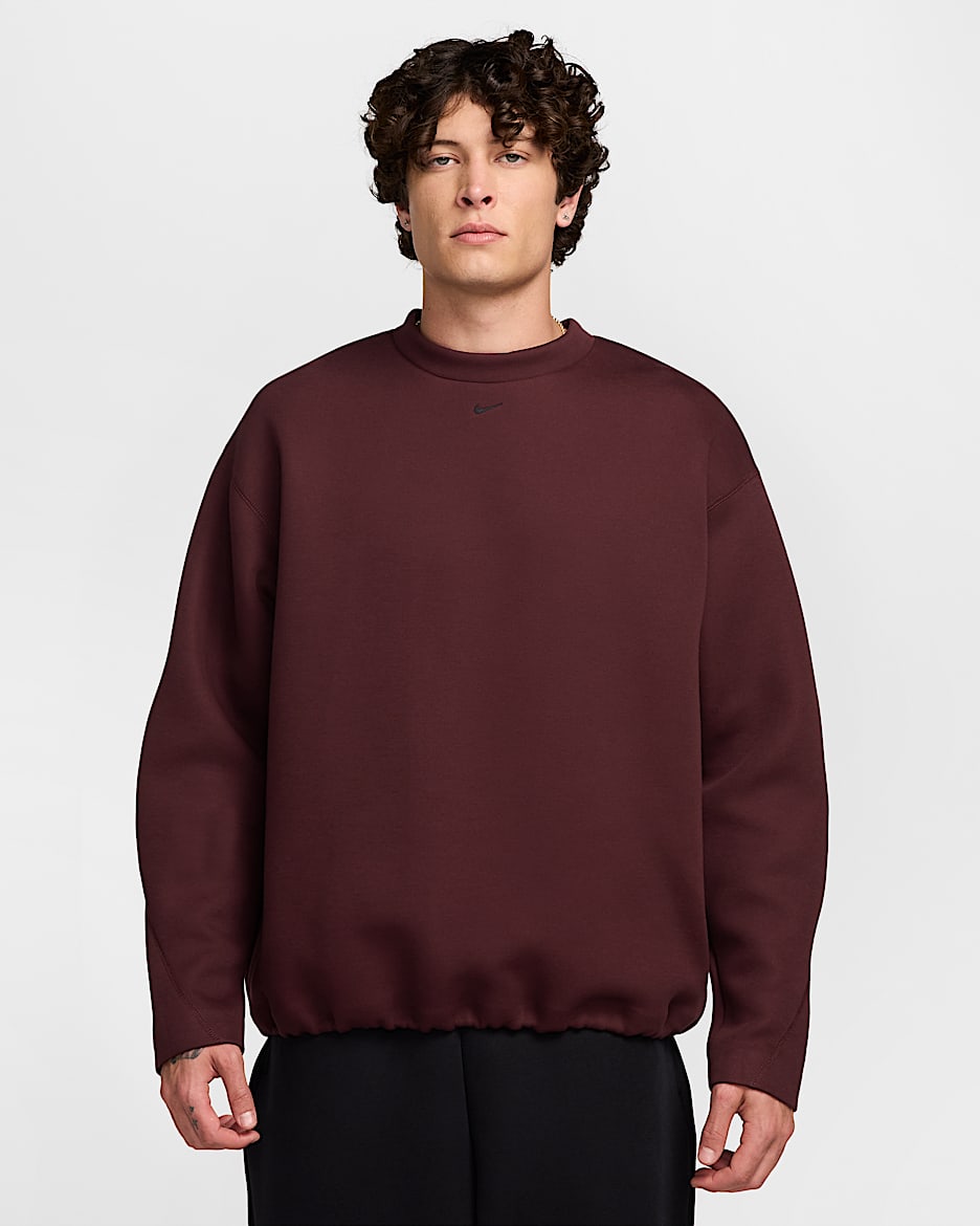 Sudadera de cuello redondo de tejido Fleece para hombre Nike Tech - Burdeos enérgico/Negro