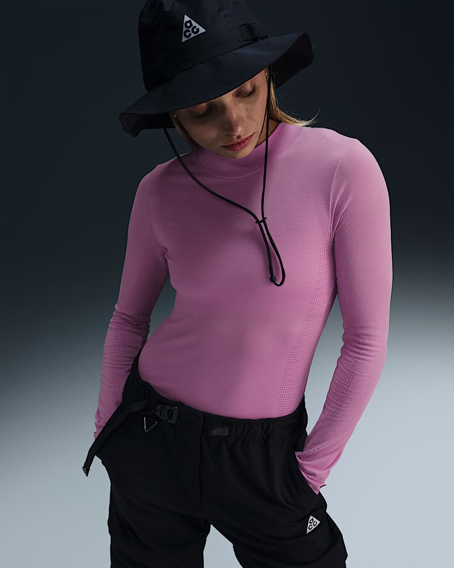 Playera de manga larga Dri-FIT ADV para mujer Nike ACG "Delta River" - Rosa extremo/Burdeos enérgico