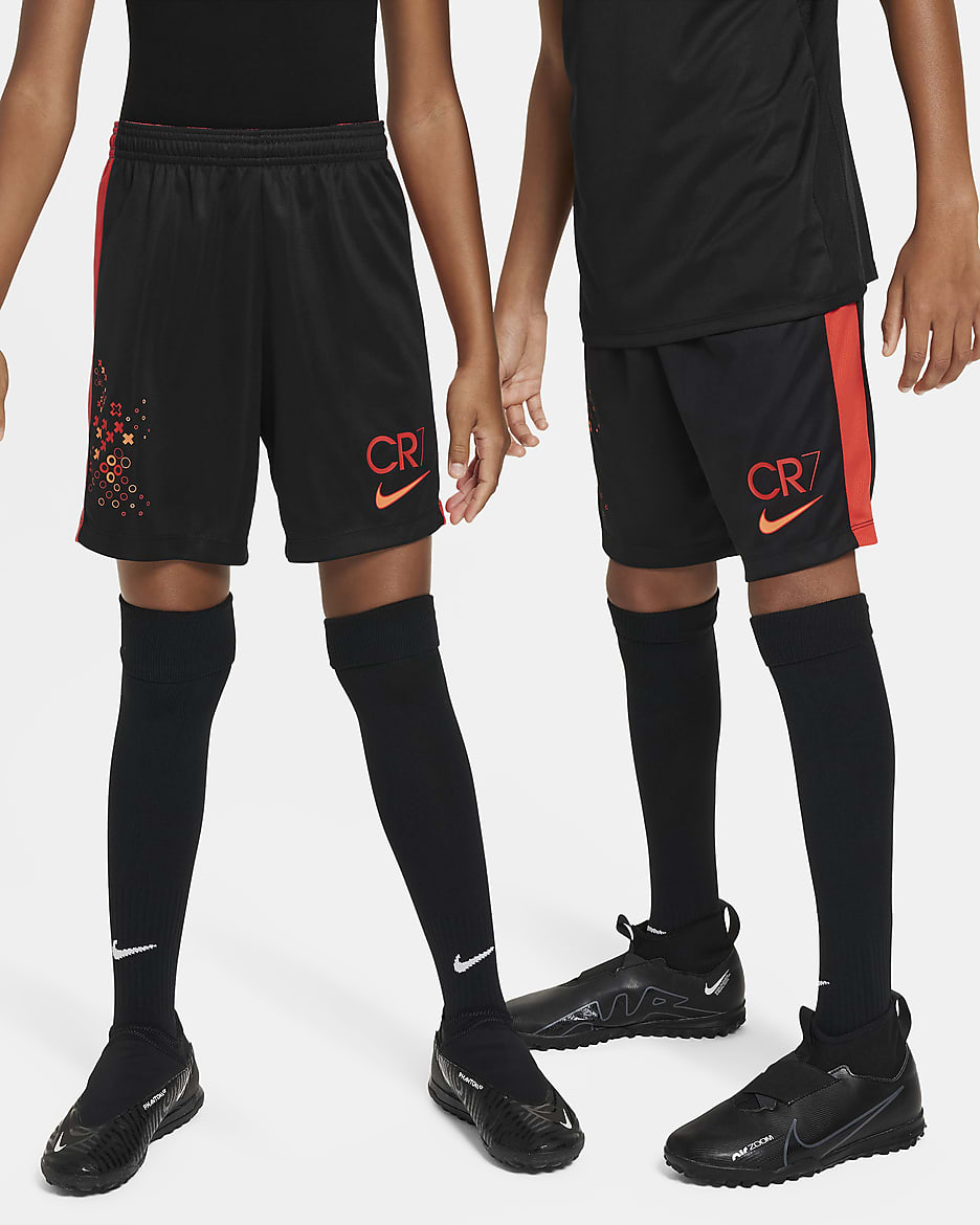 CR7 Older Kids' Dri-FIT Academy23 Football Shorts - Black/Light Crimson