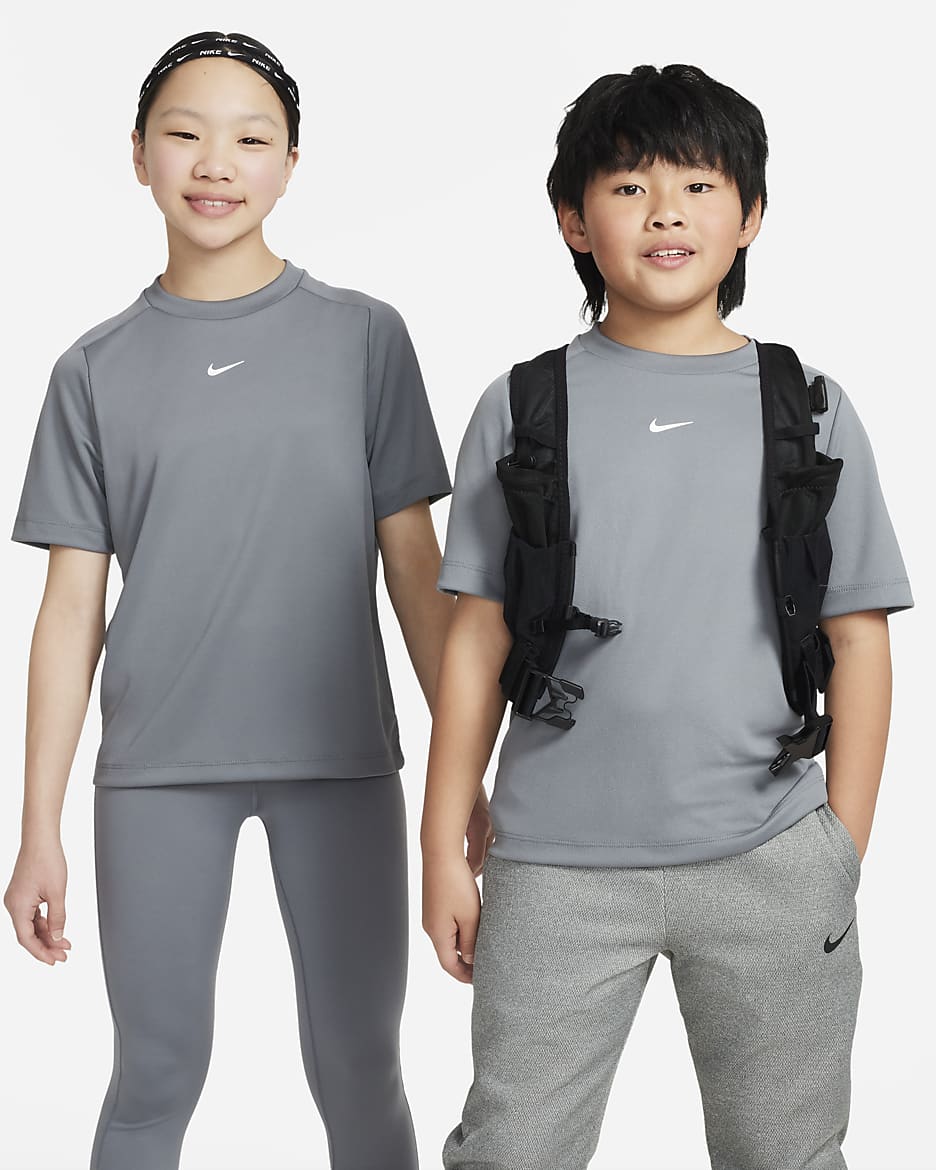 Nike Multi Older Kids' (Boys') Dri-FIT Training Top - Smoke Grey/White