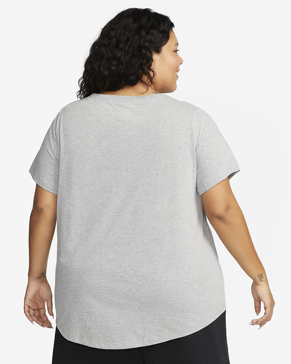 Nike Sportswear Club Essentials Women's T-Shirt (Plus Size) - Dark Grey Heather/Black