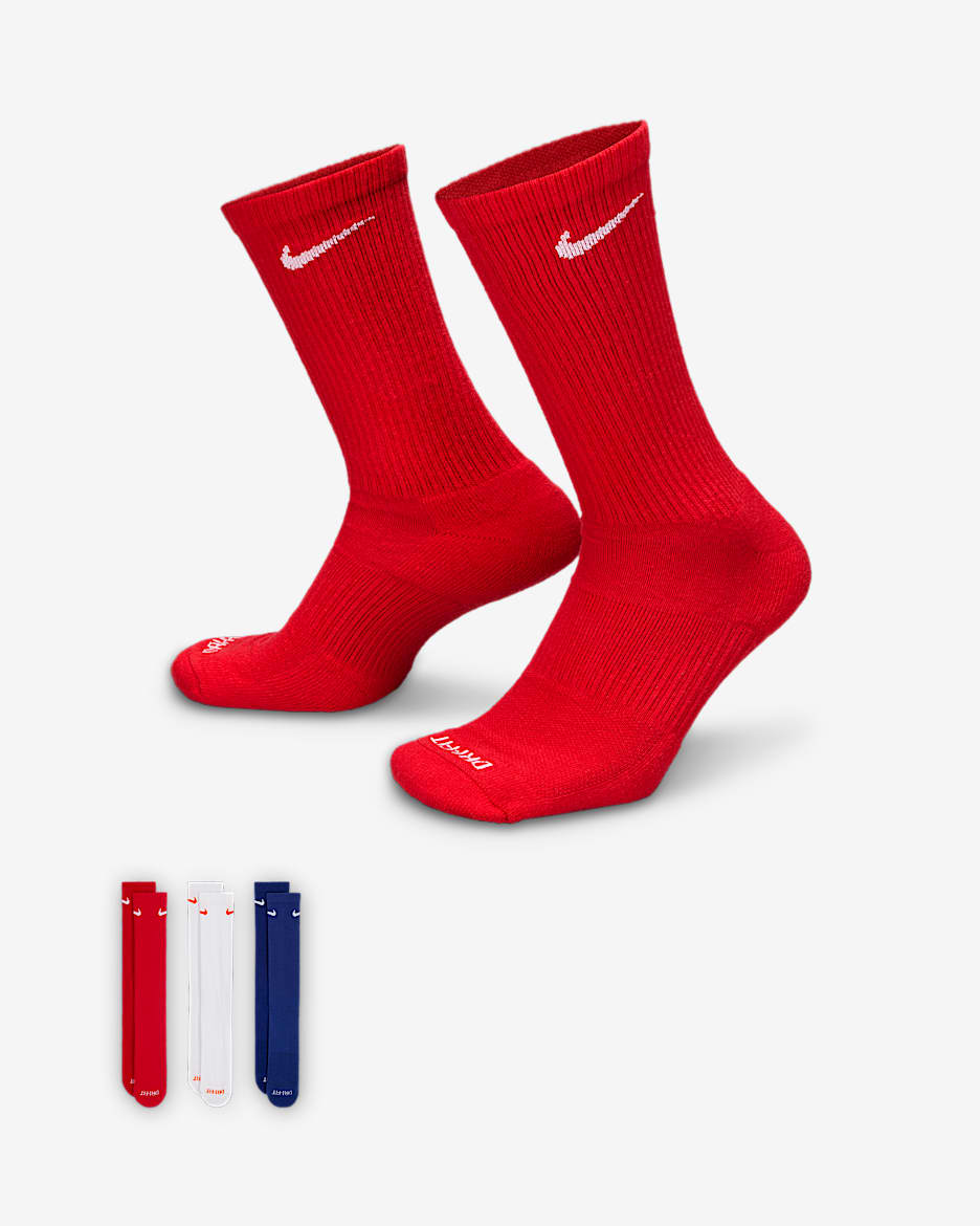 Nike Everyday Plus Cushioned Training Crew Socks (3 Pairs) - Multi-Color