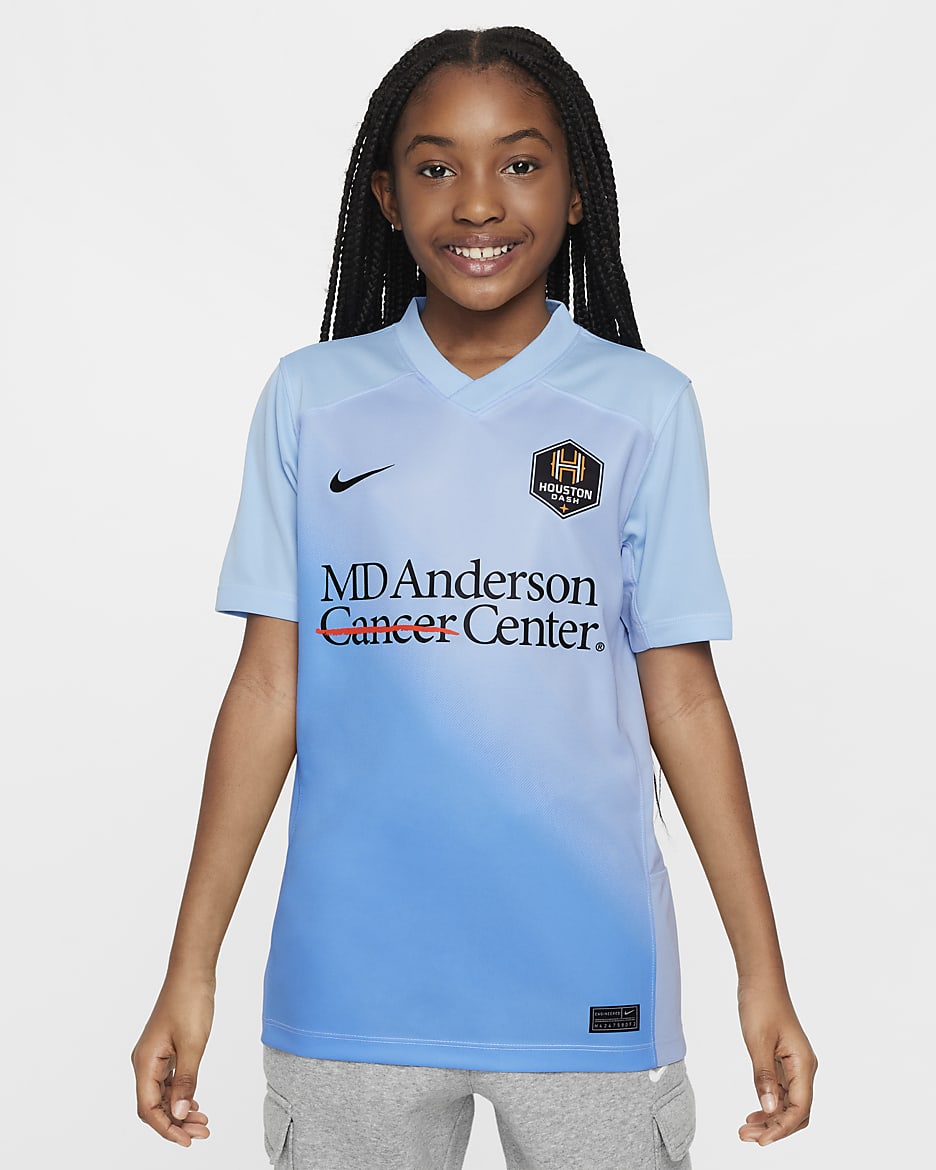 Jersey Nike Dri-FIT de la NWSL replica del Houston Dash visitante 2024 Stadium para niños talla grande - Azul psíquico