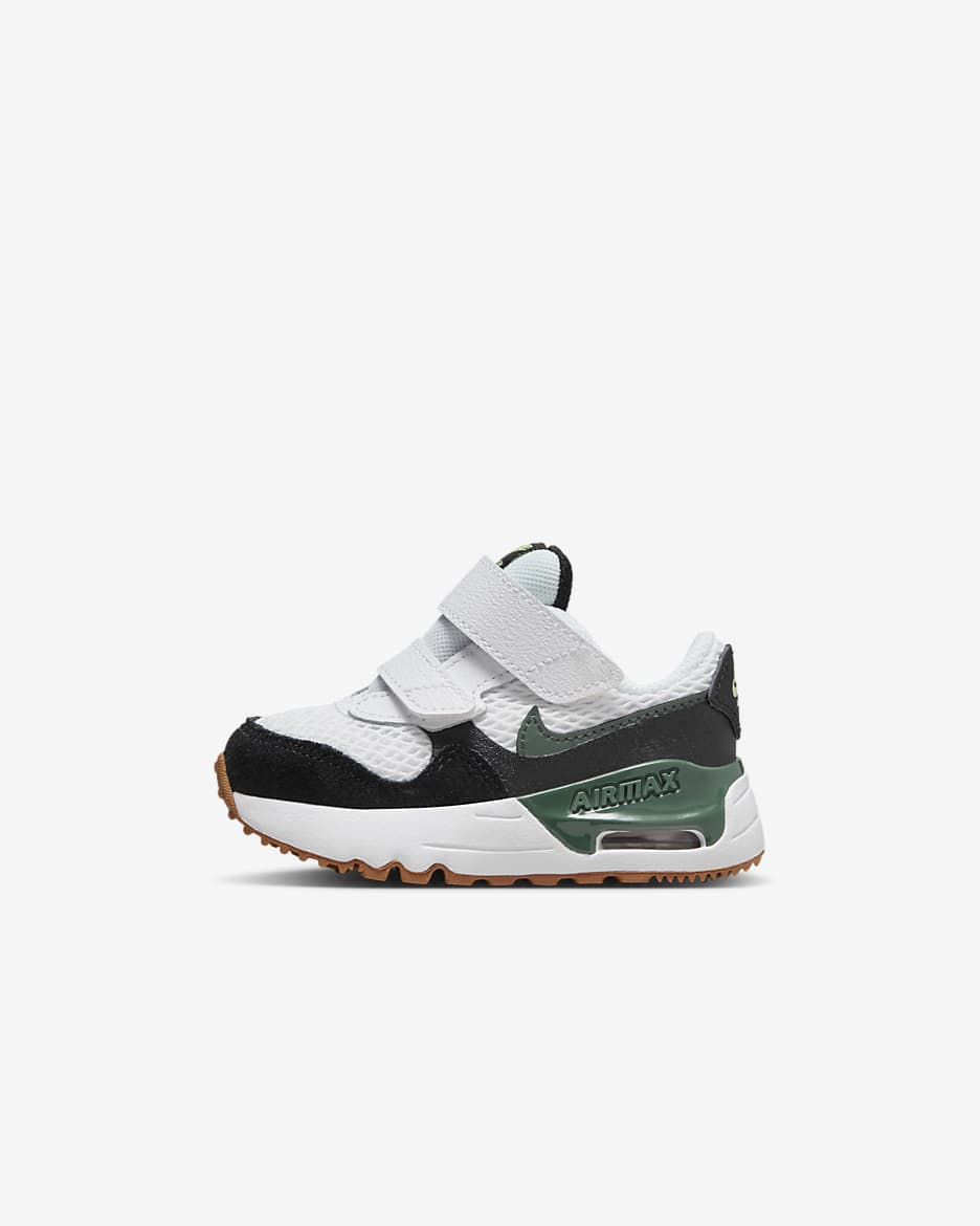 Nike Air Max SYSTM Baby/Toddler Shoes - White/Black/Barely Volt/Vintage Green