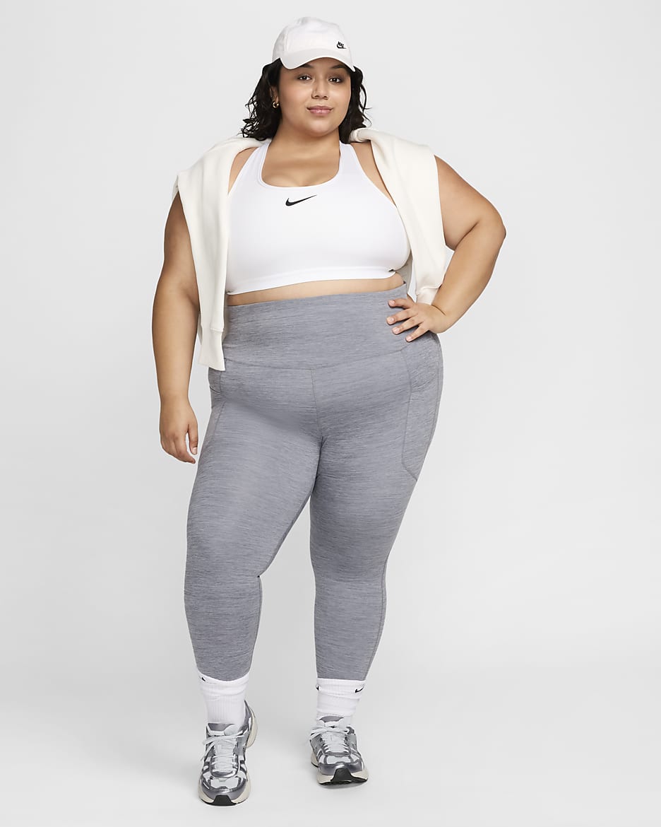 Nike One Women's High-Waisted 7/8 Leggings with Pockets (Plus Size) - Smoke Grey/Heather/Black