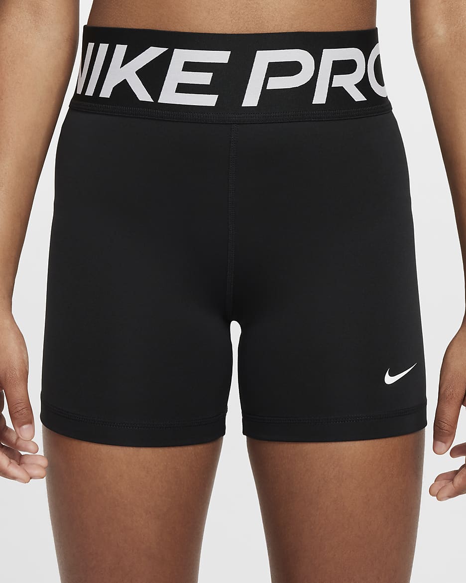 Short Nike Pro Dri-FIT pour fille - Noir/Blanc