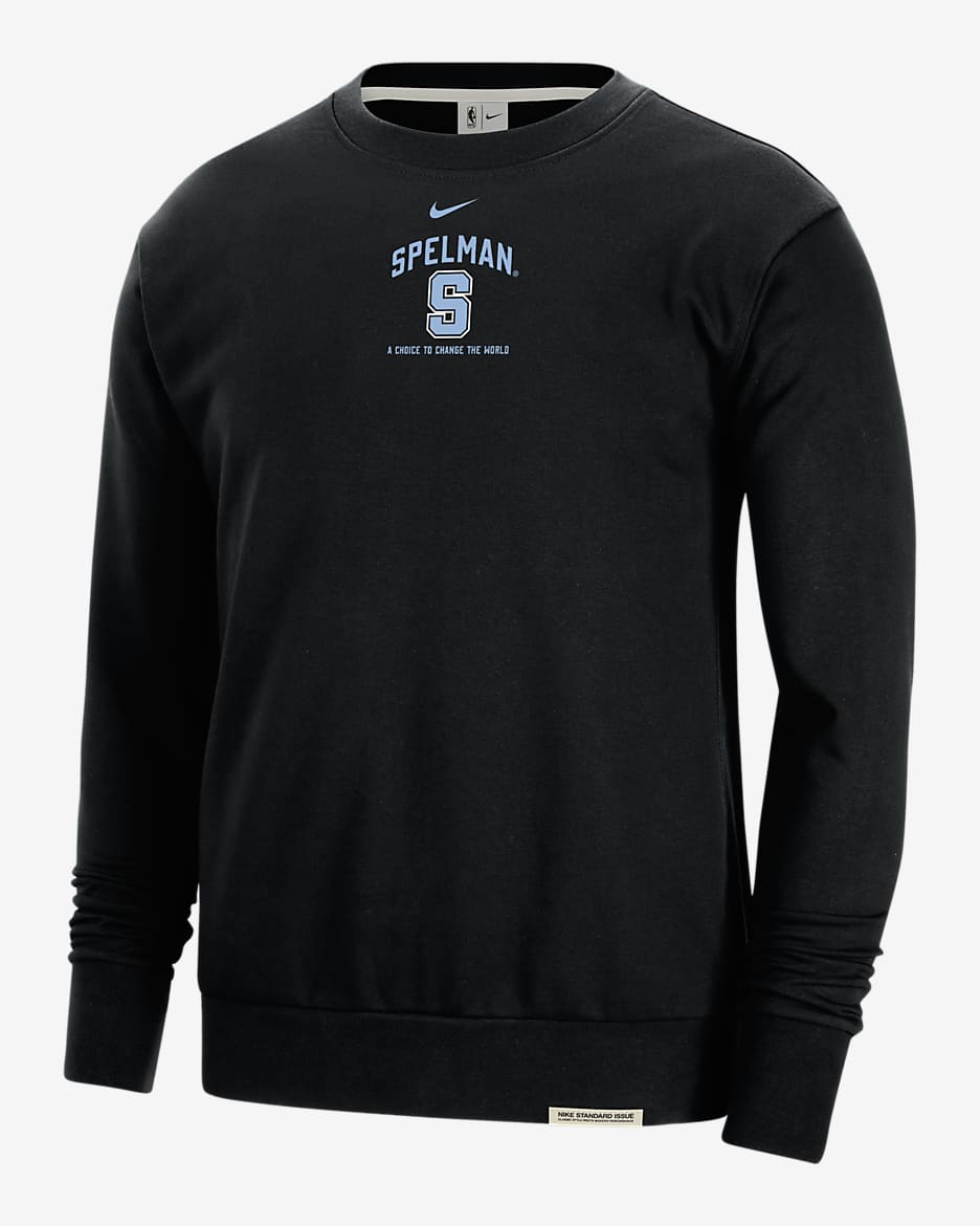 Sudadera de cuello redondo universitaria Nike de tejido Fleece para hombre Spelman Standard Issue - Negro