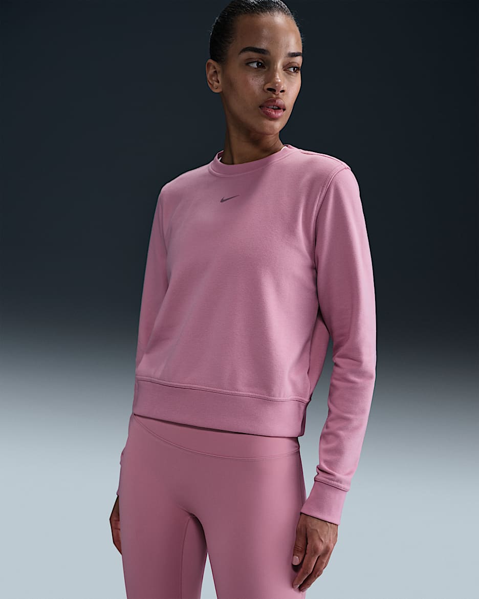 Sudadera de French Terry con cuello redondo para mujer Nike Dri-FIT One - Rosa elemental/Negro