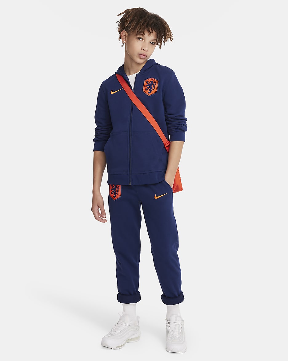 Nederland joggebukse i frotté til store barn (gutt) - Blue Void/Safety Orange