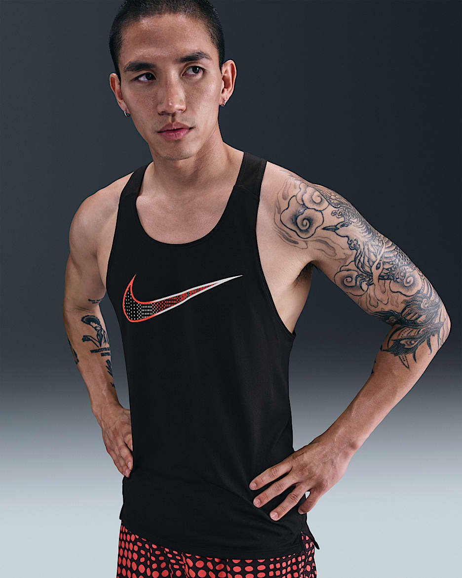 Nike Fast Men's Dri-FIT Running Vest - Black/Bright Crimson