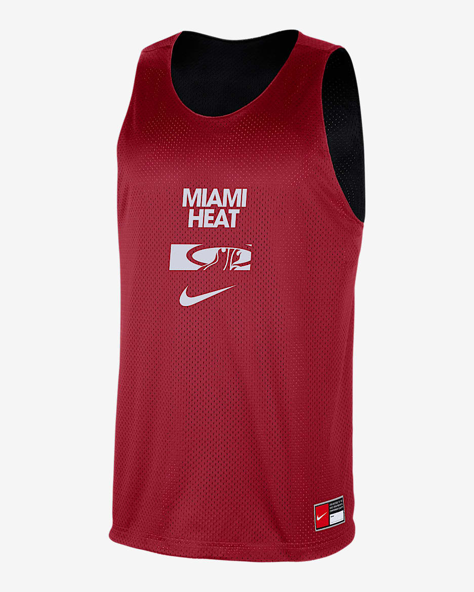 Jersey de entrenamiento Nike de la NBA de malla para hombre Miami Heat Courtside - Rojo duro/Negro/Blanco