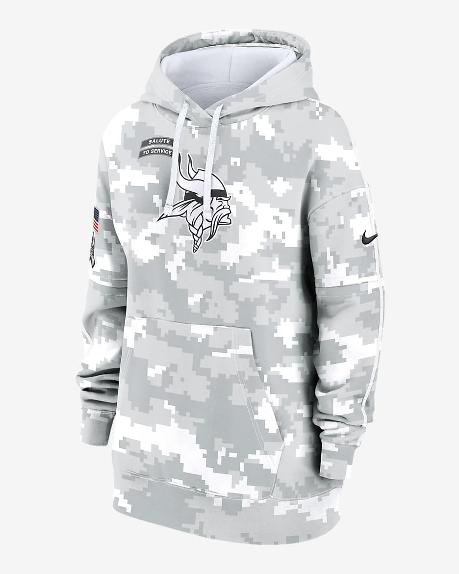 Sudadera con gorro sin cierre Nike de la NFL para mujer Minnesota Vikings Salute to Service Primary Edge Club - Blanco