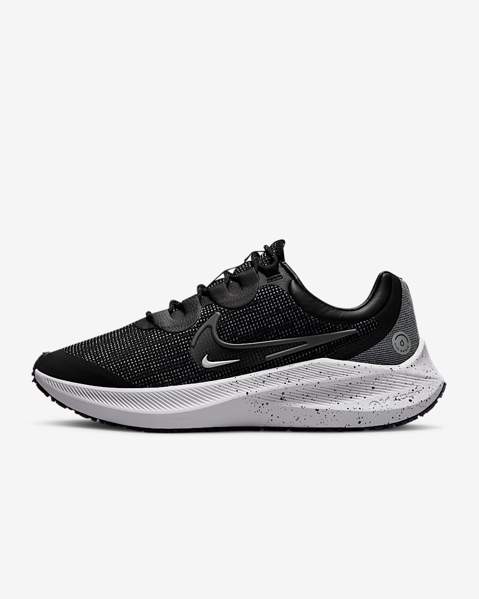 Nike Zoom Winflo 8 Shield Women's Weatherized Road Running Shoes - Black/Metallic Silver/Thunder Blue/Iron Grey