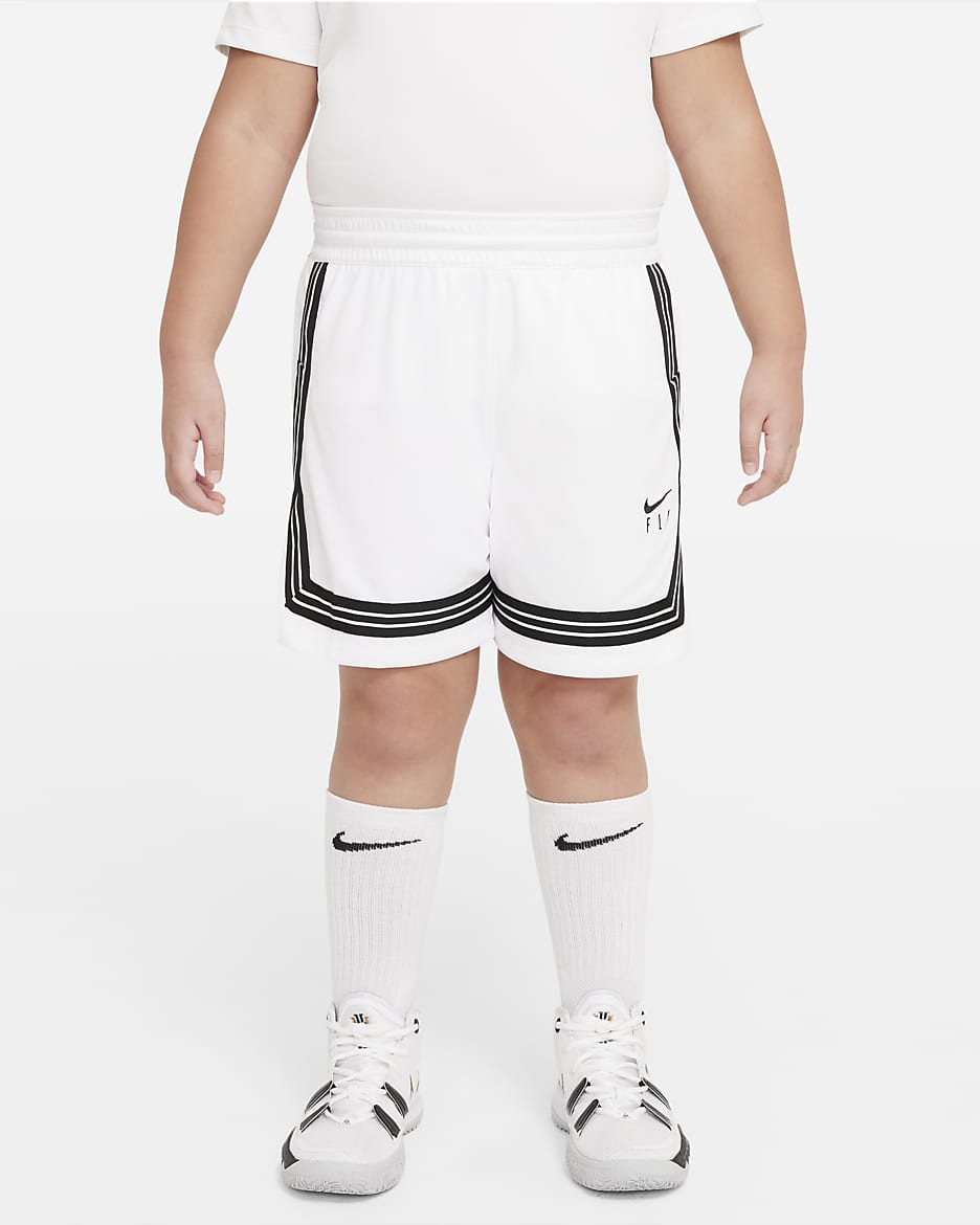 Shorts de básquetbol para niña talla grande Nike Dri-FIT Fly Crossover (talla amplia) - Blanco/Negro